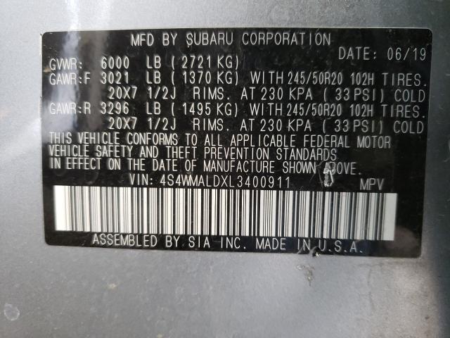 2020 SUBARU ASCENT LIM 4S4WMALDXL3400911