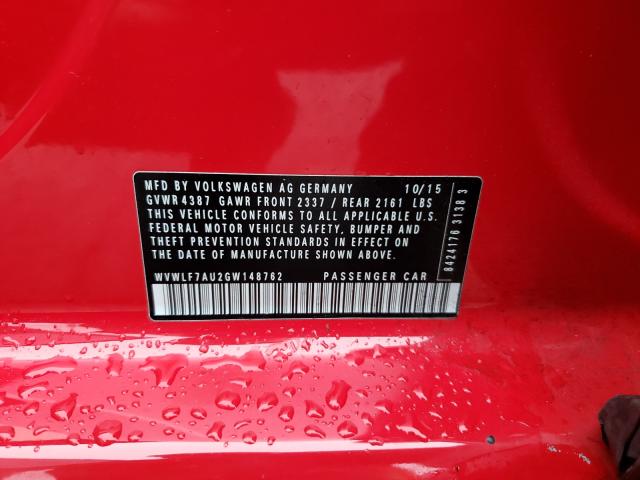 2016 VOLKSWAGEN GOLF R WVWLF7AU2GW148762