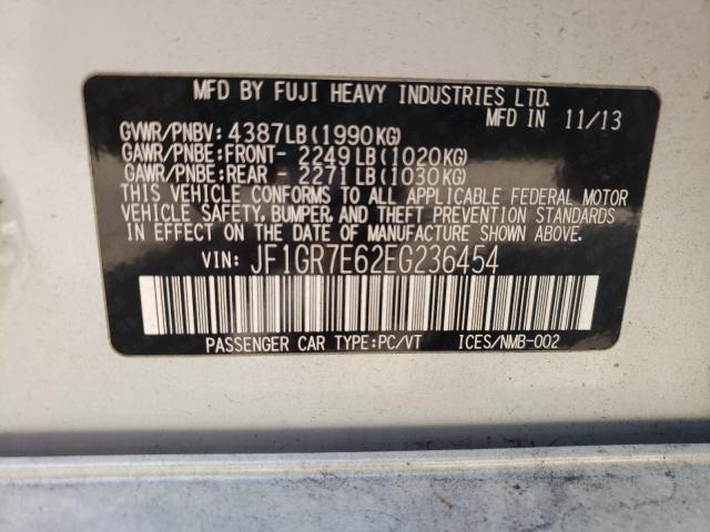 2014 SUBARU IMPREZA WR JF1GR7E62EG236454