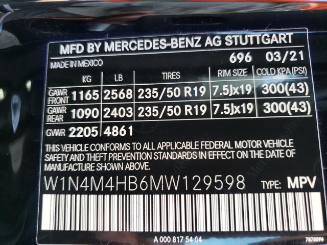 2021 MERCEDES-BENZ GLB 250 4M W1N4M4HB6MW129598