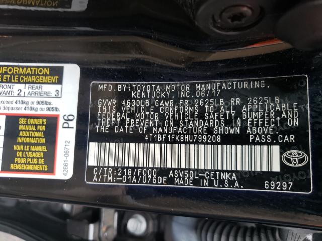 2017 TOYOTA CAMRY LE 4T1BF1FK8HU799208