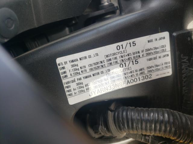 2015 YAMAHA FZ09 JYARN33N8FA001302
