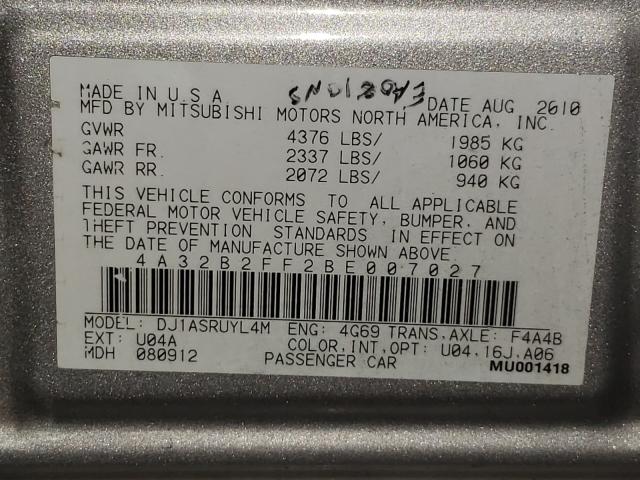 2011 MITSUBISHI GALANT FE 4A32B2FF2BE007027
