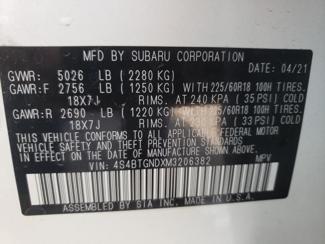 2021 SUBARU OUTBACK LI 4S4BTGNDXM3206382