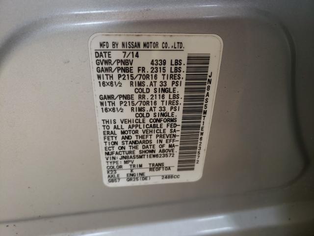 JN8AS5MT1EW623572 Nissan Rogue Select S