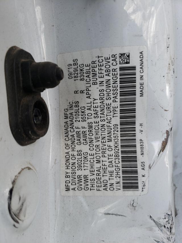 2019 HONDA CIVIC TOUR 2HGFC3B92KH357209