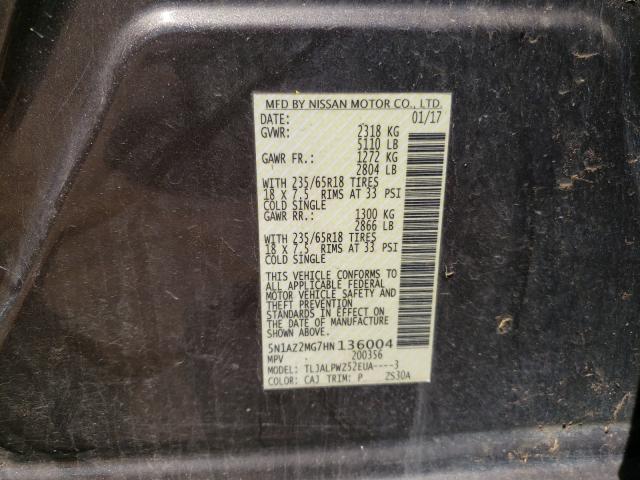 2017 NISSAN MURANO 5N1AZ2MG7HN136004