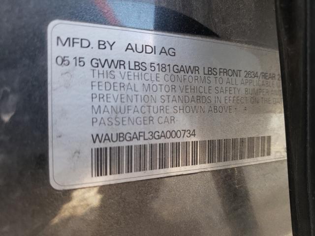 2016 AUDI S4 WAUBGAFL3GA000734