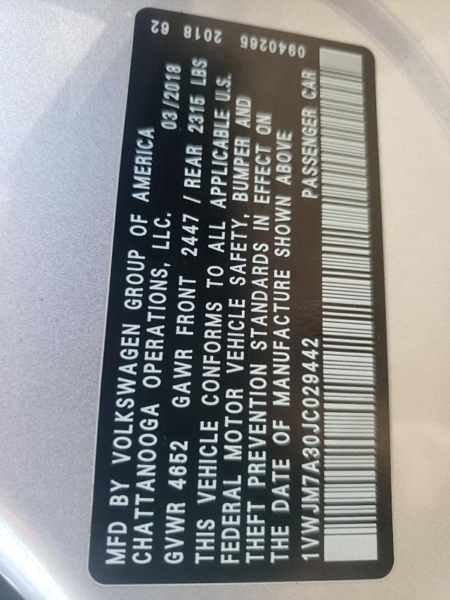 2018 VOLKSWAGEN PASSAT GT 1VWJM7A30JC029442