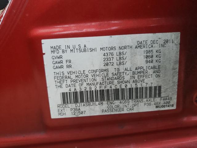 2012 MITSUBISHI GALANT FE 4A32B2FF4CE015177