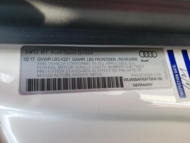 2017 AUDI R8 5.2 PLU WUAKBAFX0H7904160