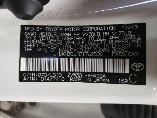 2014 TOYOTA PRIUS HYB JTDKN3DU1E1762506