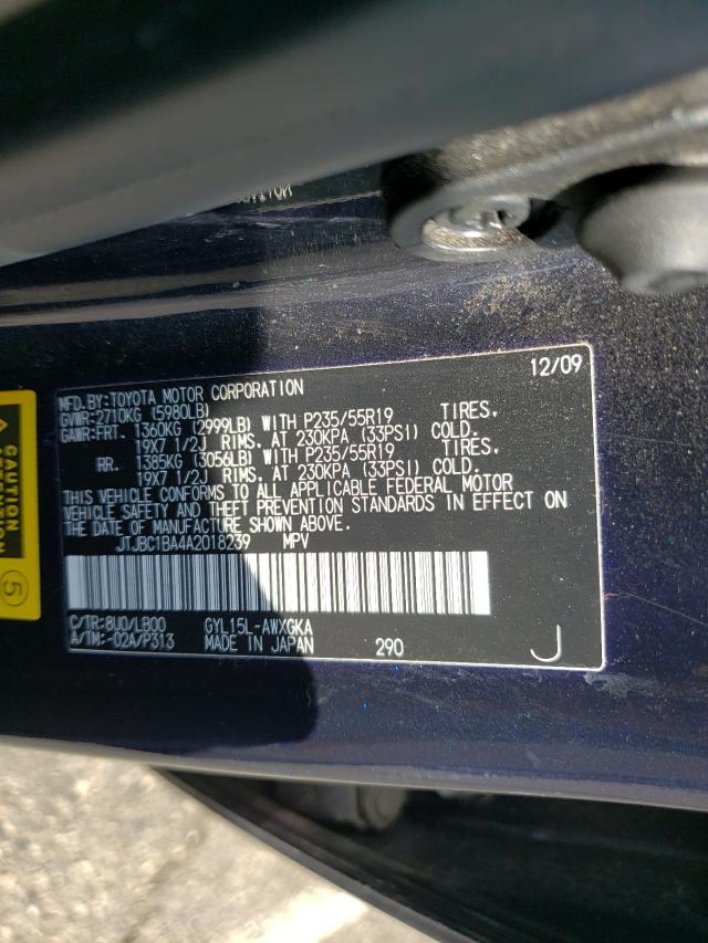 2010 LEXUS RX 450 JTJBC1BA4A2018239