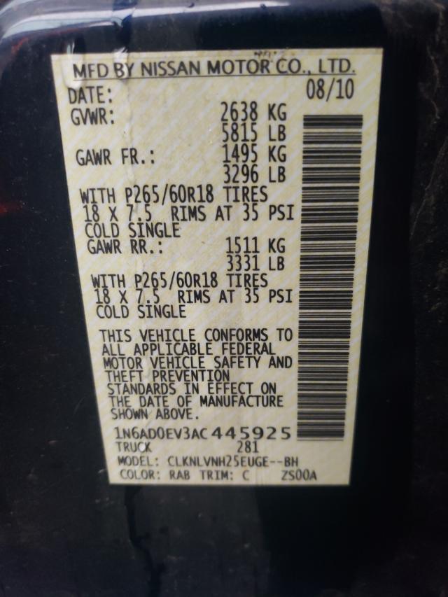 2010 NISSAN FRONTIER C 1N6AD0EV3AC445925