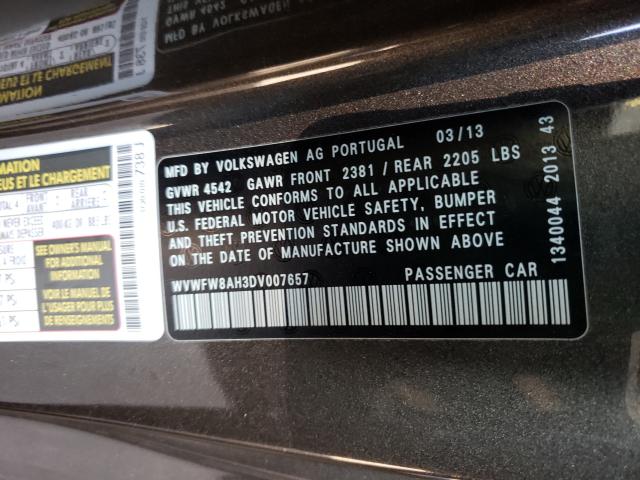 2013 VOLKSWAGEN EOS LUX WVWFW8AH3DV007657
