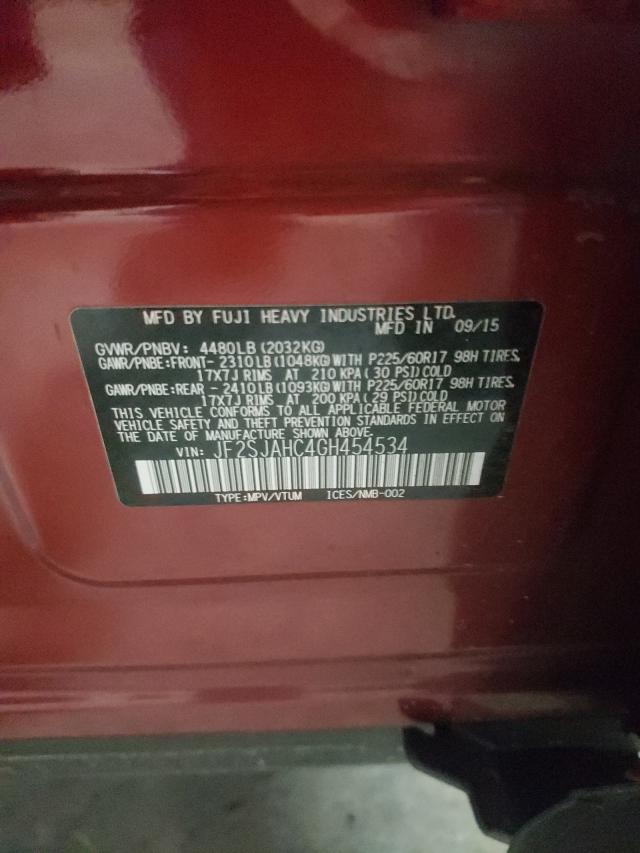 2016 SUBARU FORESTER JF2SJAHC4GH454534