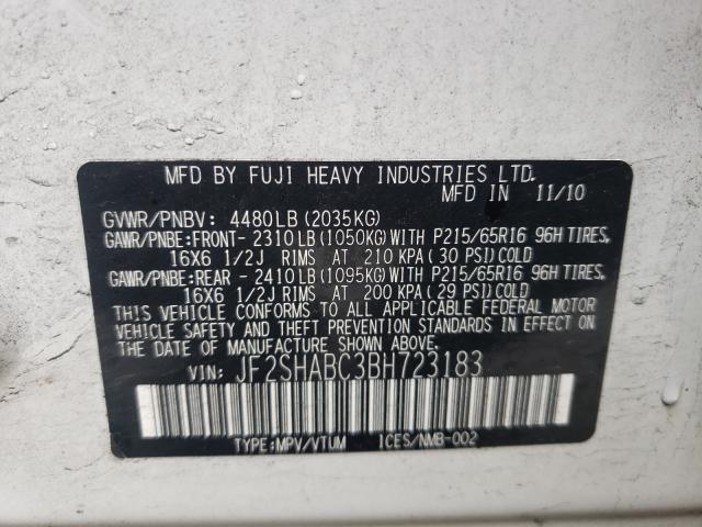 2011 SUBARU FORESTER JF2SHABC3BH723183
