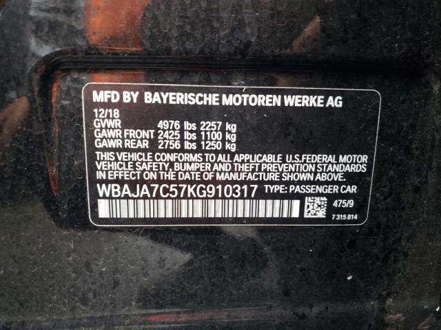 2019 BMW 530 XI WBAJA7C57KG910317