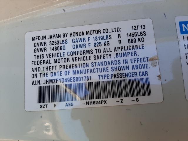 2014 HONDA CR-Z JHMZF1D49ES001781