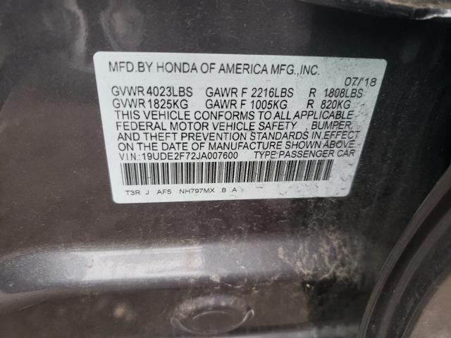 2018 ACURA ILX PREMIU VIN: 19UDE2F72JA007600