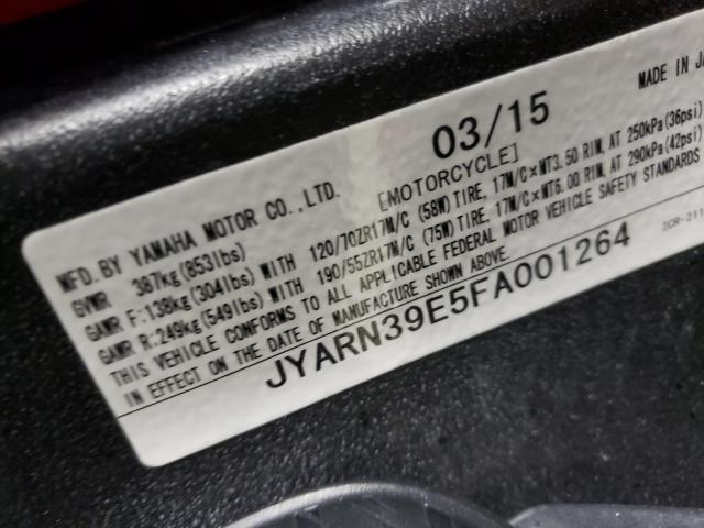 2015 YAMAHA YZFR1 JYARN39E5FA001264