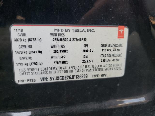 2018 TESLA MODEL X 5YJXCDE26JF136269