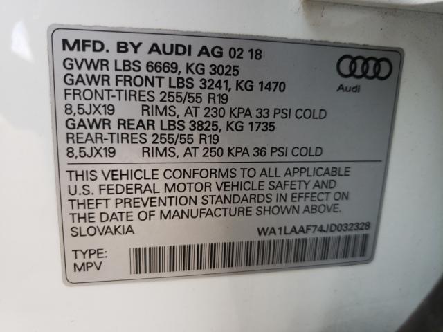 VIN WA1LAAF74JD032328 2018 Audi Q7, Premium Plus no.10