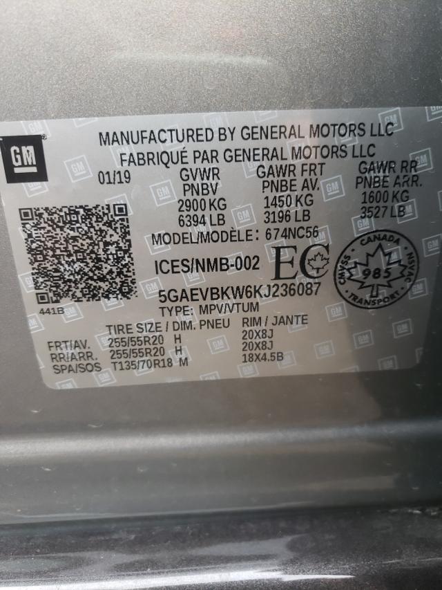 2019 BUICK ENCLAVE PR 5GAEVBKW6KJ236087