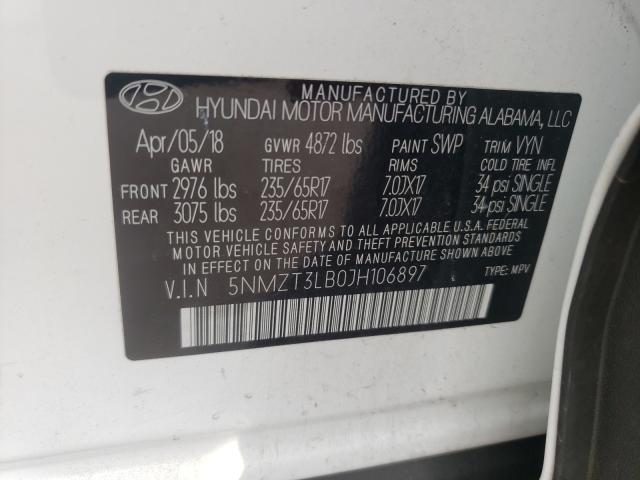 2018 HYUNDAI SANTA FE 5NMZT3LB0JH106897