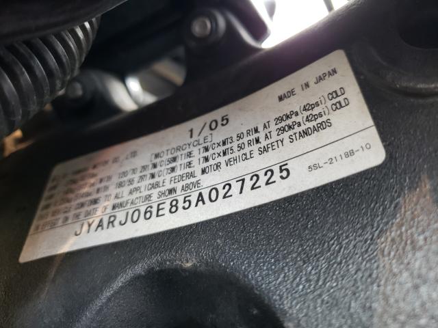 2005 YAMAHA YZFR6 L JYARJ06E85A027225