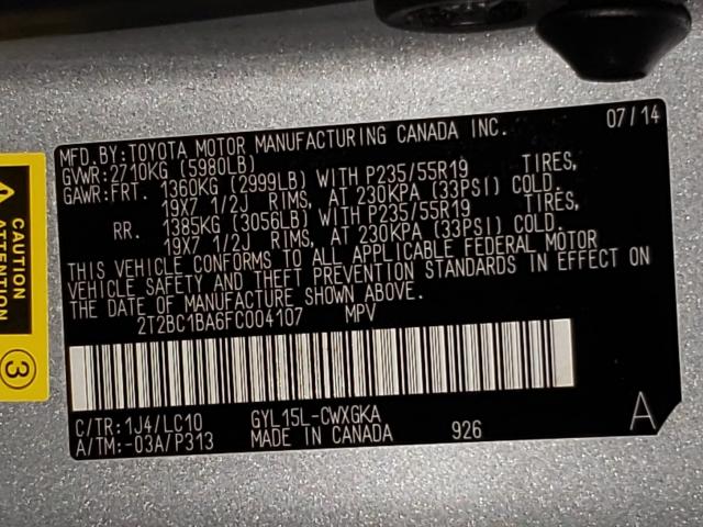 2015 LEXUS RX 450H 2T2BC1BA6FC004107