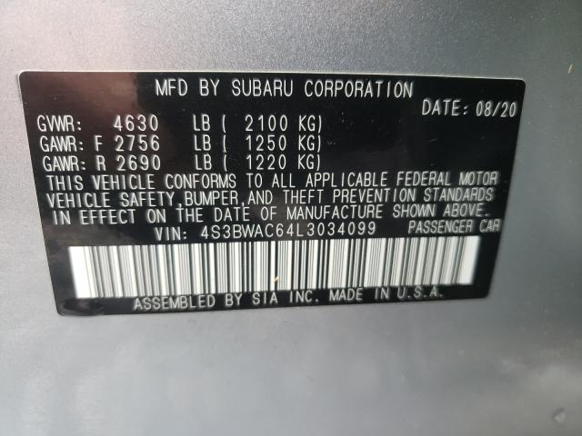 2020 SUBARU LEGACY PRE 4S3BWAC64L3034099