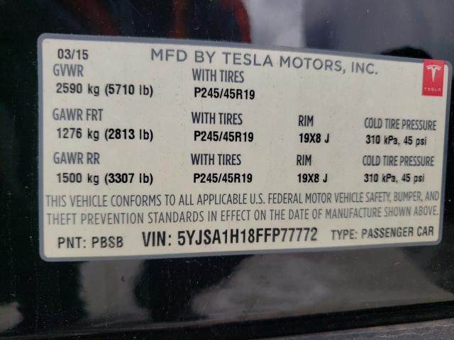 2015 TESLA MODEL S 85 5YJSA1H18FFP77772
