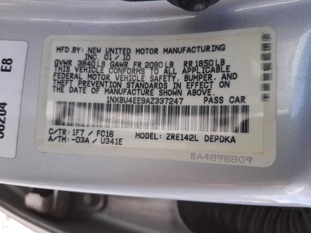 2010 TOYOTA COROLLA BA 1NXBU4EE9AZ337247