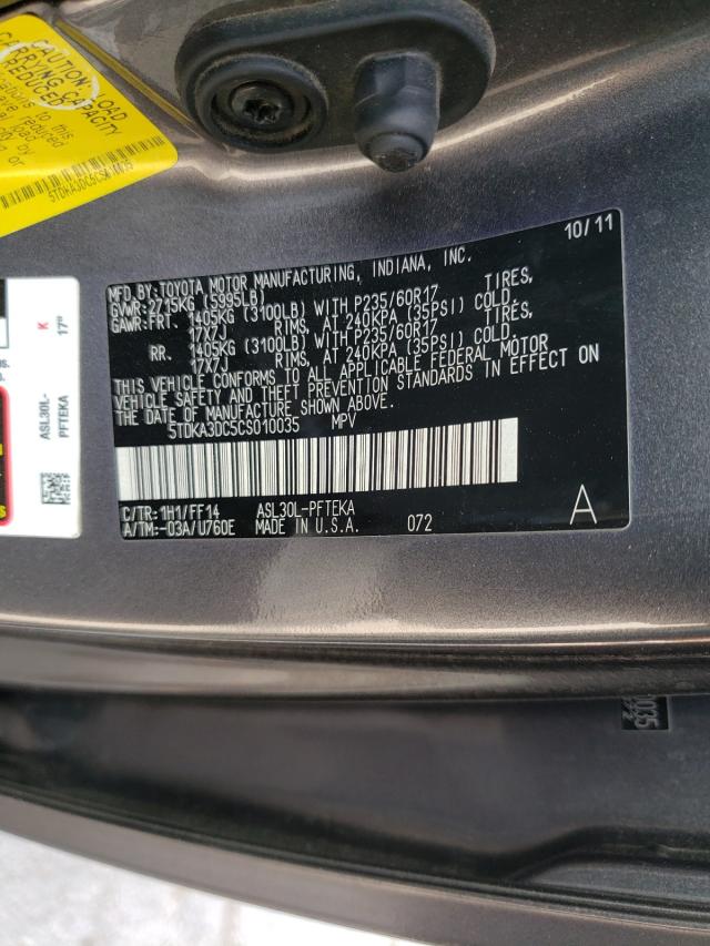 2012 TOYOTA SIENNA BAS 5TDKA3DC5CS010035