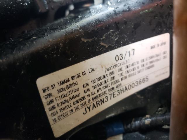 2017 YAMAHA FJ09 JYARN37E3HA003665