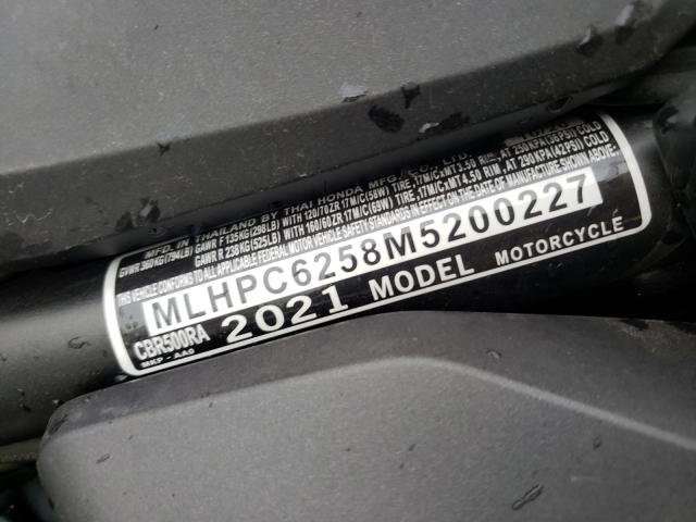 2021 HONDA CBR500 RA MLHPC6258M5200227
