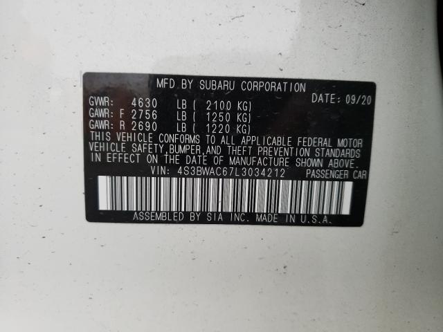 2020 SUBARU LEGACY PRE 4S3BWAC67L3034212