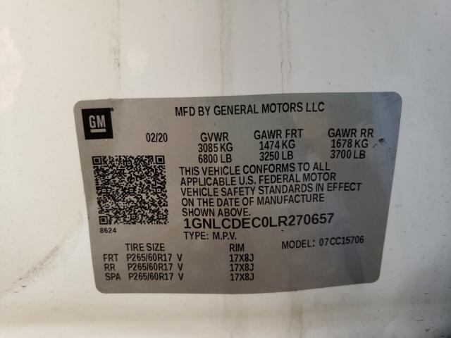 2020 CHEVROLET TAHOE POLI 1GNLCDEC0LR270657