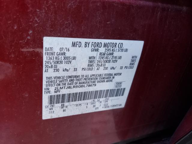 2016 LINCOLN MKX RESERV 2LMTJ8LR5GBL78679