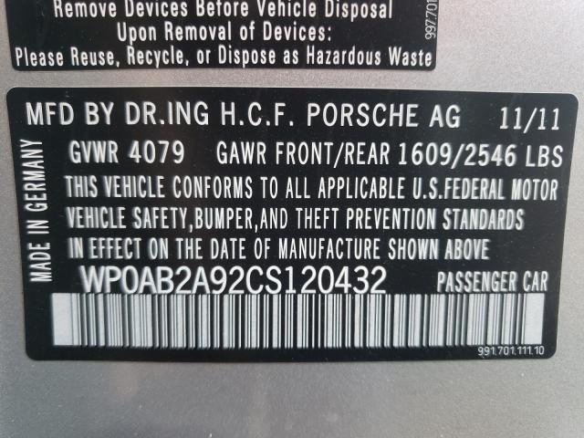 2012 PORSCHE 911 CARRER WP0AB2A92CS120432