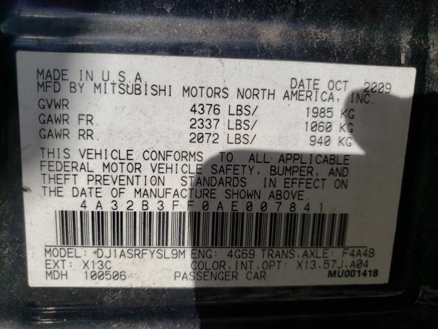 2010 MITSUBISHI GALANT ES 4A32B3FF0AE007841