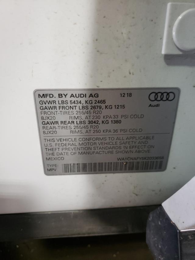 2019 AUDI Q5 PRESTIG WA1CNAFY5K2033658