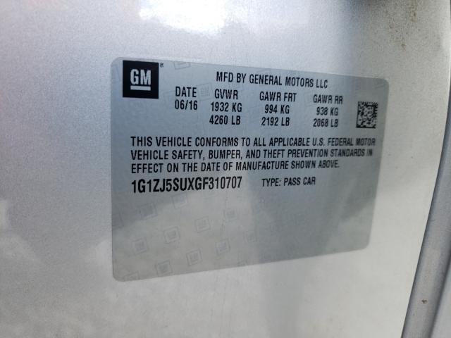 2016 CHEVROLET MALIBU HYB 1G1ZJ5SUXGF310707