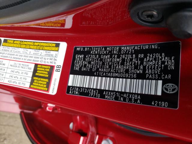 2021 TOYOTA AVALON XSE 4T1EA1AB8MU009256