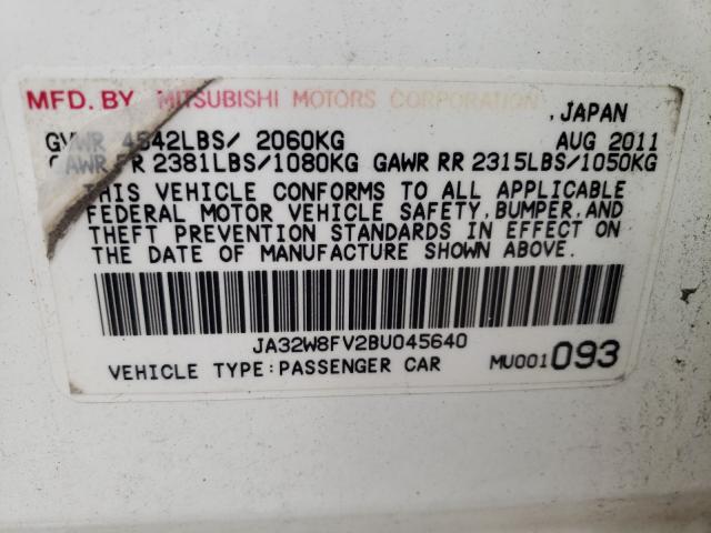 2011 MITSUBISHI LANCER EVO JA32W8FV2BU045640