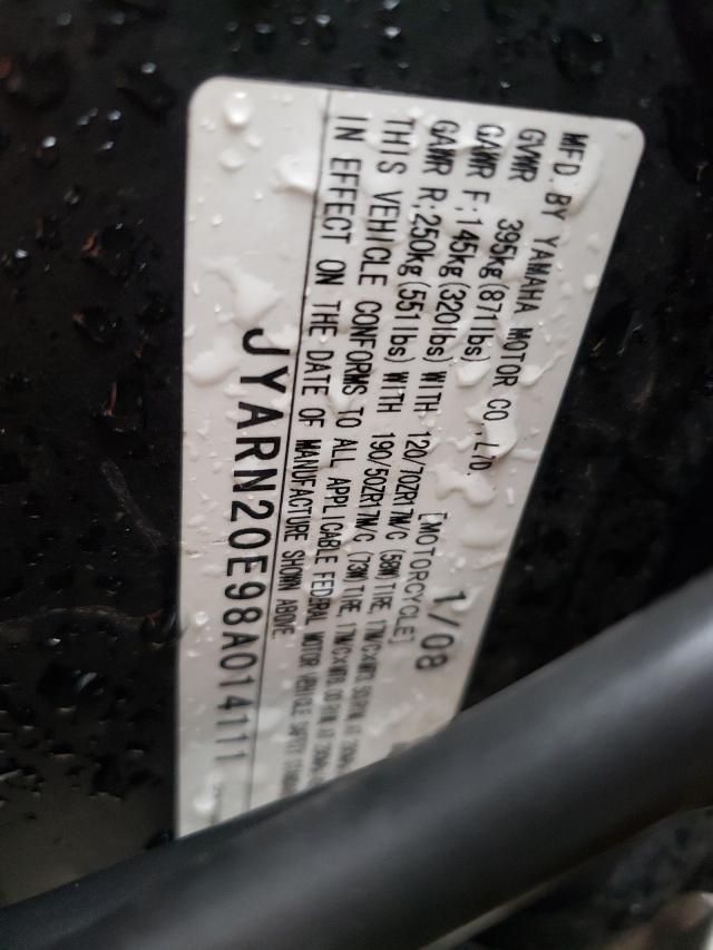 2008 YAMAHA YZFR1 JYARN20E98A014111