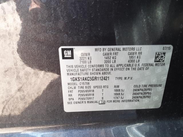 2016 GMC YUKON SLE 1GKS1AKC5GR112421