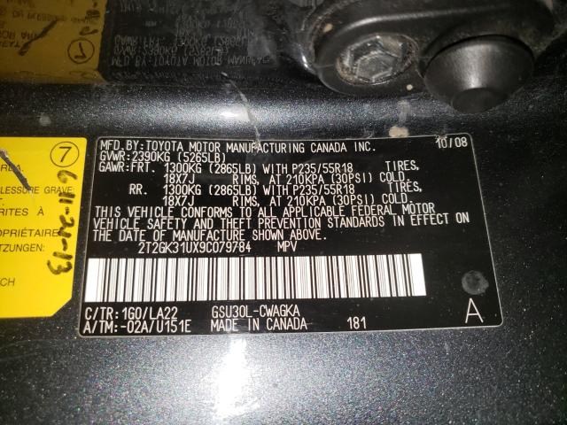 2T2GK31UX9C079784 Lexus Rx 350 2009. Фото: 9
