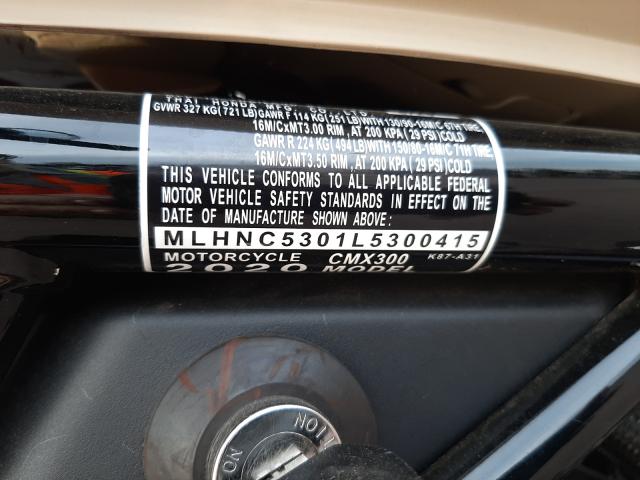 2020 HONDA CMX300 MLHNC5301L5300415